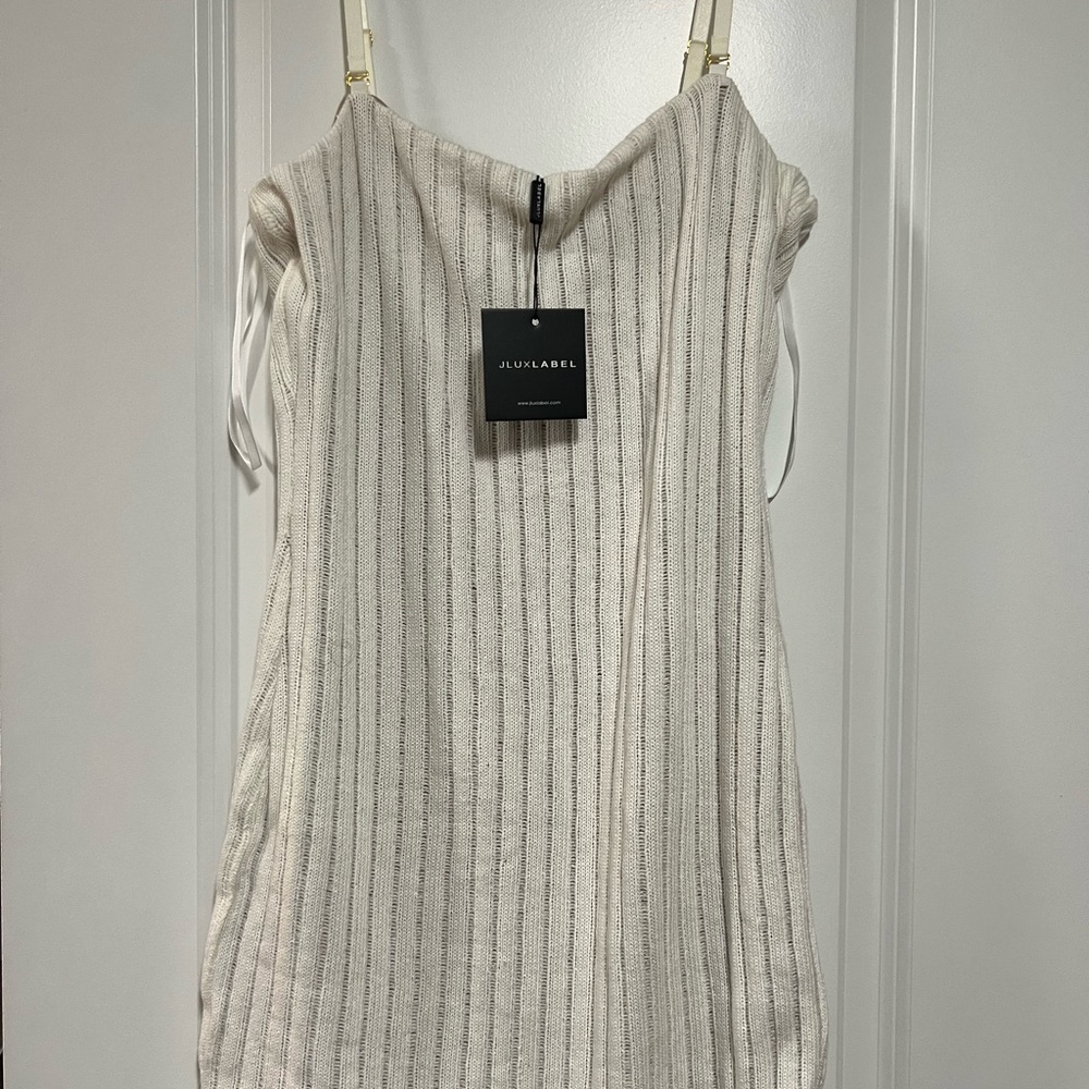 JLUXLABEL Cream Striped Mini Dress